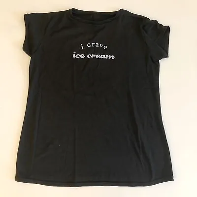 BELLY CRAVINGS Maternity Black  I Crave Ice Cream” Shirt One Size $49 NWOT Gift • £9.49