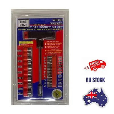 Tool King Socket T Bar Sockets Screwdriver Flat Bits SAE 22 Piece Tool Set New • $20.90