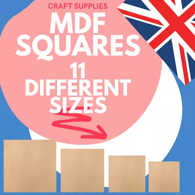 Wooden MDF Square Shapes Craft Tag Blank Decoration 1cm To 15cm. Craft Materials • £2.70