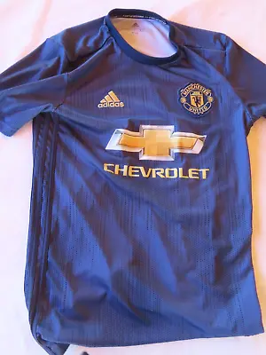 Manchester United Adidas Chevrolet Football Soccer Blue Jersey Men's Size Small • $39.95