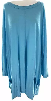 Sahara Blue Linen Oversized Relaxed Fit Tunic Pockets Top 62” Chest S/M LVgc #T2 • £27.99