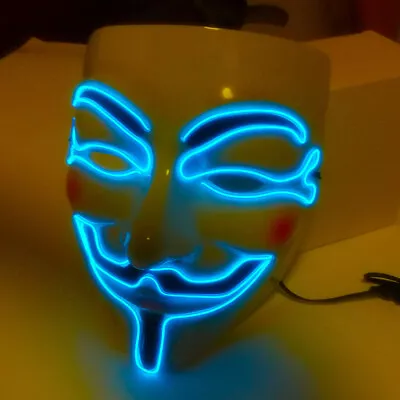 New Light Up LED Mask V For Vendetta Anonymous Cosplay Halloween Costume • $18.66