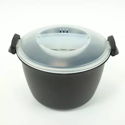 Pampered Chef 3 Quart Micro Cooker Vegetable Steamer Rice Microwave Cooker Black • $15.99