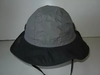 REI ELEMENTS Gray/Black Nylon WATERPROOF WIDE BRIM RAIN HAT Hike Sun Cap Sz L • $23.79