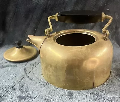 Antique 19th S Sternau & Co Copper Table Kettle Lid W Black Handle & Lid Top • $28.95