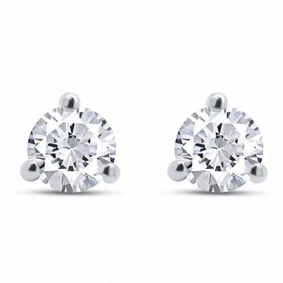 Round Moissanite Lab Grown Diamond Solitaire Martini Stud Earrings 925 Sterling • $238.41