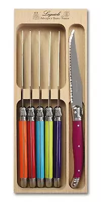 Laguiole Steak Knife Set In Wooden Tray Set Of 6 Multi Colour • £54.99