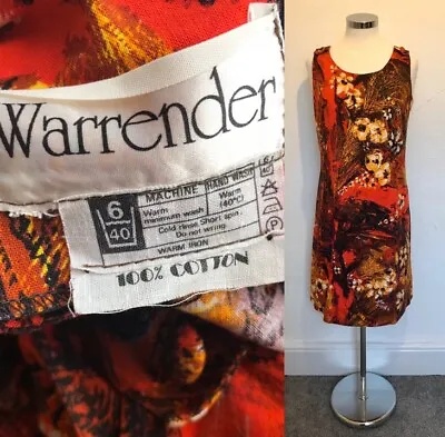 Vintage 60s Dress Warrender MOD Slip Psychedelic Cool Summer London Fashion 14 • £28