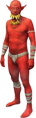 SALE Adult Red Orc Monster Morphsuit + Teeth Mens Cheap Scary Halloween Costume • $26.95