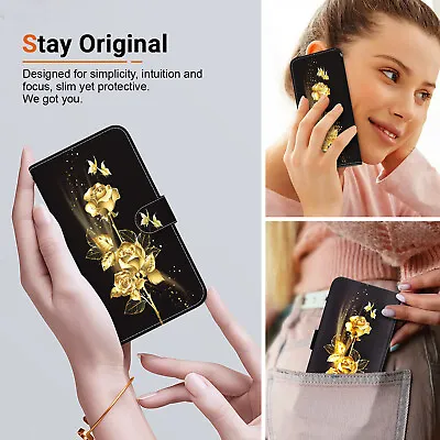 3D Bling Rose Wallet Phone Case For IPhone LG Sony Samsung Infinix Tecno Google • £6.38