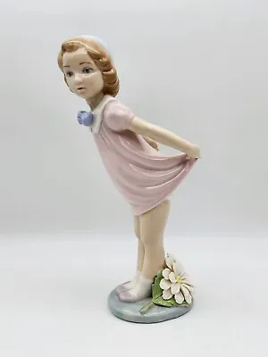 Rare Retired Lladro 5038 Girl Bowing/curtsying/lifting Dress In Flowers Figurine • $179.99