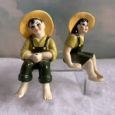 Madison Ceramic Arts Studio - A Farm Boy & Girl Fishing - Sitters • $24.95