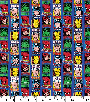 Marvel Comics Fabric - Hulk/Thor/Iron Man - 100% Cotton - Half Meter • £6.39