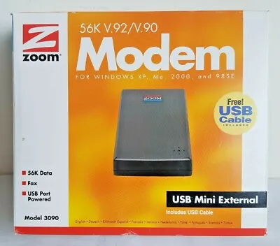 £29.50 • Buy Zoom USB Mini External Modem 56K V.92/V90 Modem Series 0375