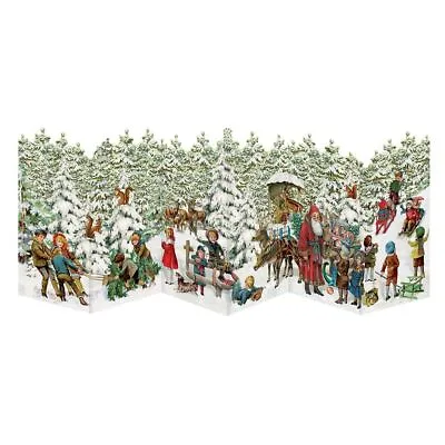£5.49 • Buy Santa And Reindeer Nostalgic Leprello 3 Fold Advent Card Traditional German