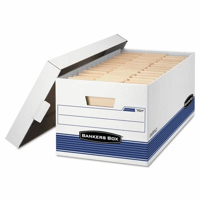 $46.19 • Buy Bankers Box STOR/FILE Storage Box Legal Locking Lid White/Blue 4/Carton 0070205