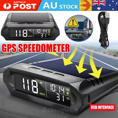 Universal Digital GPS Speedometer Wireless Car HUD HEAD-UP Display Solar Panel • $37.04