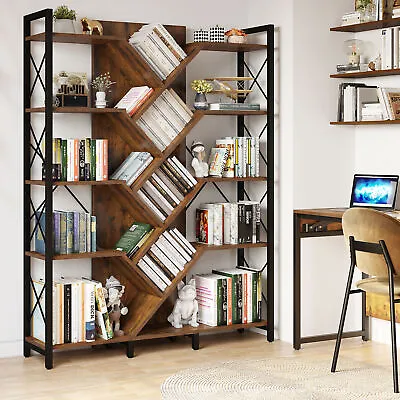 71  Tall Rustic Brown Tree Bookcase Etagere Bookshelf Open Storage Display Rack • $142.99