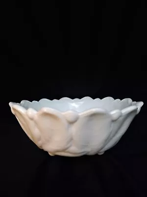 Vintage Milk Glass Footed Serving Bowl/Fruit Bowl By Indiana Glass 9  • $25