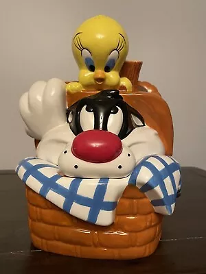 Warner Bros Looney Tunes Tweety & Sylvester Picnic Basket Cookie Jar • $149.99