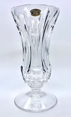 Val St Lambert Belgium Signed Cut Crystal Fluted Flower Vase Stemmed Foot • $63.20