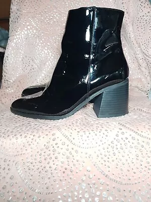 Black Patent Boots Ankle Size 5 (Eu 38) London Rebel • £14