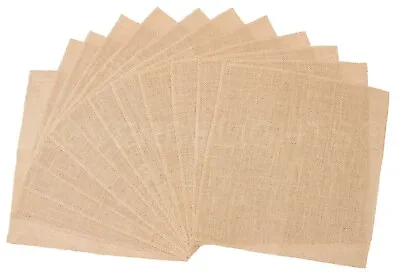 12  Burlap Squares - Premium Jute Burlap Fabric - Finished Edges - 12 Inch • $12.99