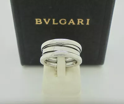 Authentic Bvlgari Bulgari B.zero1 Two-Band Ring In 18k White Gold Size 51 In Box • $1490