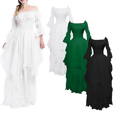 Women Victorian Renaissance Costume Gothic Witch Dress Medieval Wedding Dress AU • $50.99