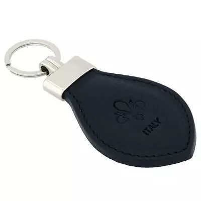 GlassOfVenice Fioretta Italian Genuine Leather Keychain - Black • $34.95