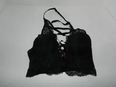 La Senza Black Lace Longline Bustier Bra - S Halter Strappy • $24.99