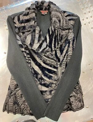 $35 • Buy Sweater Jacket Vintage Animal Print Zippered - Simon Chang - Womens Small
