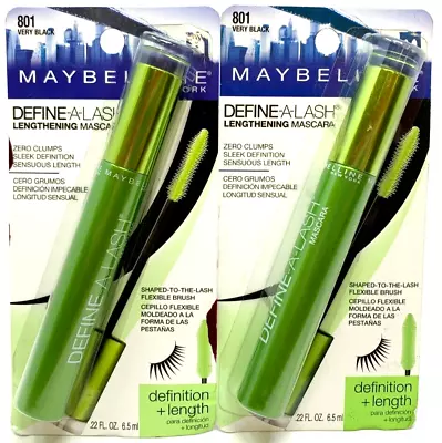 (2) Maybelline Define-A-Lash Lengthening Mascara Sealed 801 - Very Black • $24.99