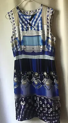 $147 • Buy Mary Katrantzou Silk Dress Multi Blue Size 12