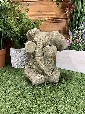 £30.40 • Buy Stone Garden Cute Shy Sitting Baby Elephant Gift Statue Ornament