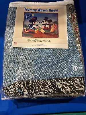 Walt Disney World Mickey Minnie Mouse Woven Tapestry Throw Blanket 60” X 50” • $25