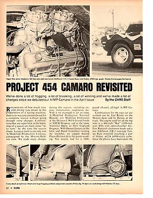 1970 Camaro Project 454 / Motion Performance / Nhra  ~  Original 2-page Article • $11.95
