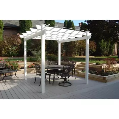 Modern Outdoor Patio 7 X 7 FT. White Vinyl Pergola Kit • $644.34