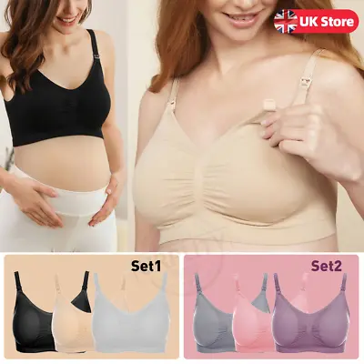 Seamless Maternity Nursing Bra For Pregnancy Breastfeeding Night Sleep Bralettes • £18.88