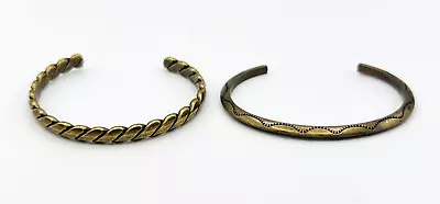 Lot Of Two Vintage Stackable Brass Cuff Bracelets • $32