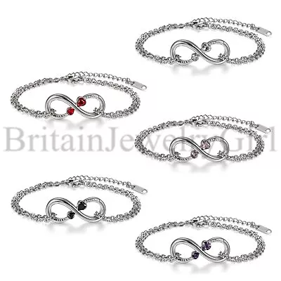 Love Infinity Charm Bracelet For Women Girls Stainless Steel Link Chain Bangle • $8.89