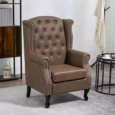 Itzcominghome Lounge Chair Brown Leather Chesterfield Design Sofa Armchair • £236.31