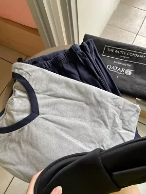 Grey/blue Pajamas And Slippers From Qatar Airways - NEW Sealed - Size L • $40