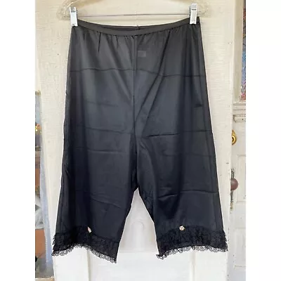 Vintage 1960s Nylon Pettipants Bloomers Black XL Over Five Seven Shop • $34