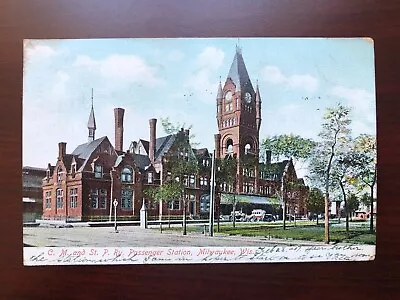 Postcard C. M. & St. P. Ry. Passenger Station Milwaukee Wisconsin Posted 1907 • $1.99