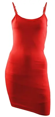 Womens BodyCon Long Camisole Vest Dress Jersey Orange Size 8 10 12 14 • £4.97