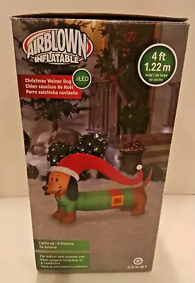 Dachshund Weiner Dog Inflatable W/Green Sweater Christmas Airblown Gemmy 4 Feet • $21.99