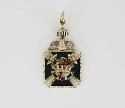 Vintage 10K Knights Templar Masonic 1915  In Hoc Signo Vinces  Diamond Pendant  • $607.49