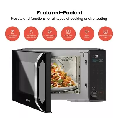 Chefman 1.1 Cu. Ft. Microwave With Crisper - 1800W Black • $196