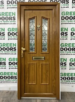 Upvc Front Door Golden Oak Wood Effect Pvc Pvcu External Exterior Leaded Used • £649.95